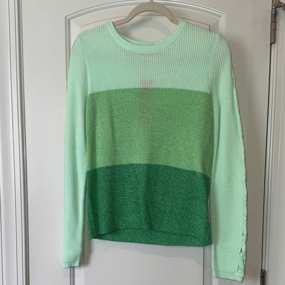 Lilly Pulitzer Mint and Forest Green Crew Neck Sweater